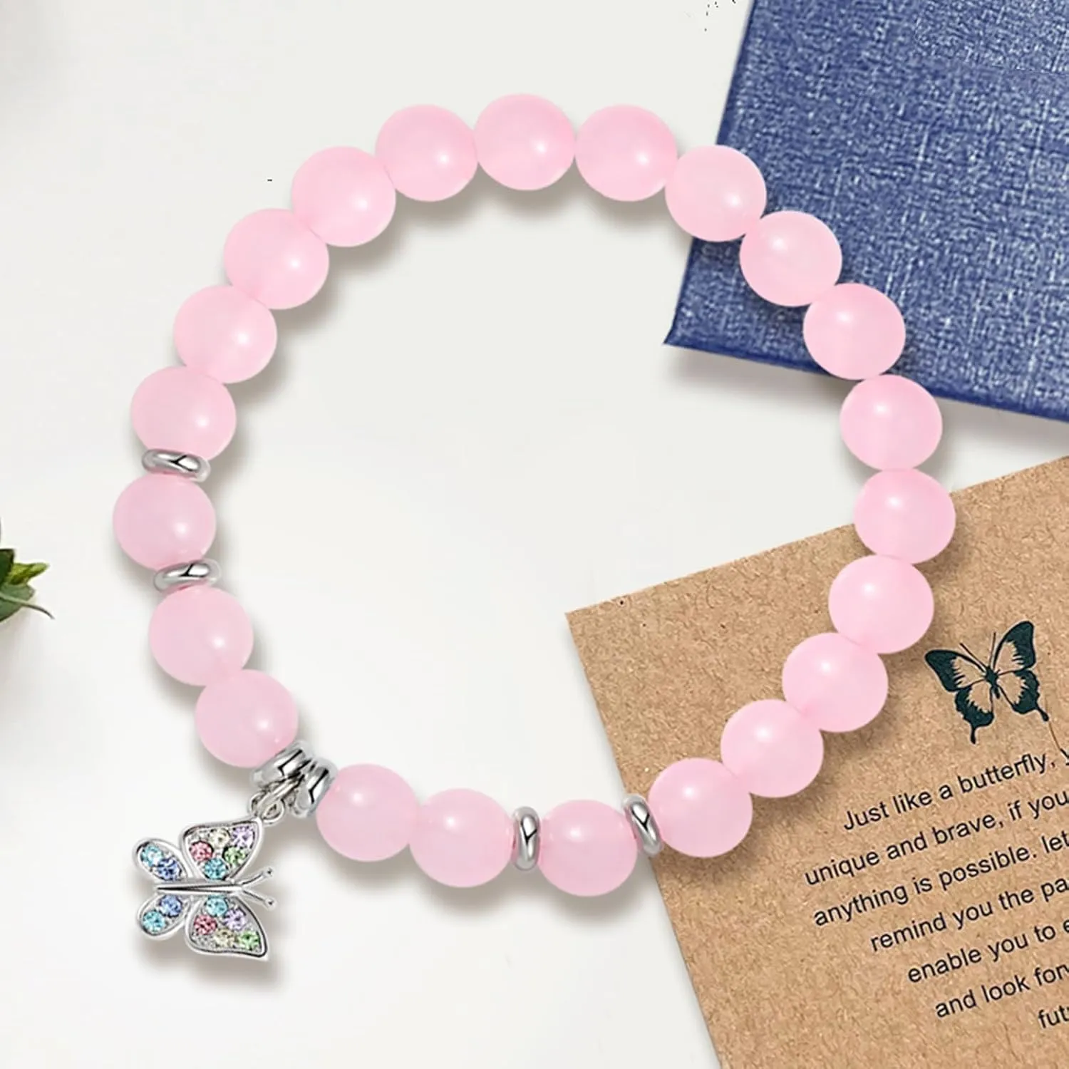Gemstone Butterfly Handmade Bracelet, Teen Girl Gifts, Stuff for Teen Girls, Sweet 16 Gifts for Girls, Gift for Girl Women Family Friends Christmas