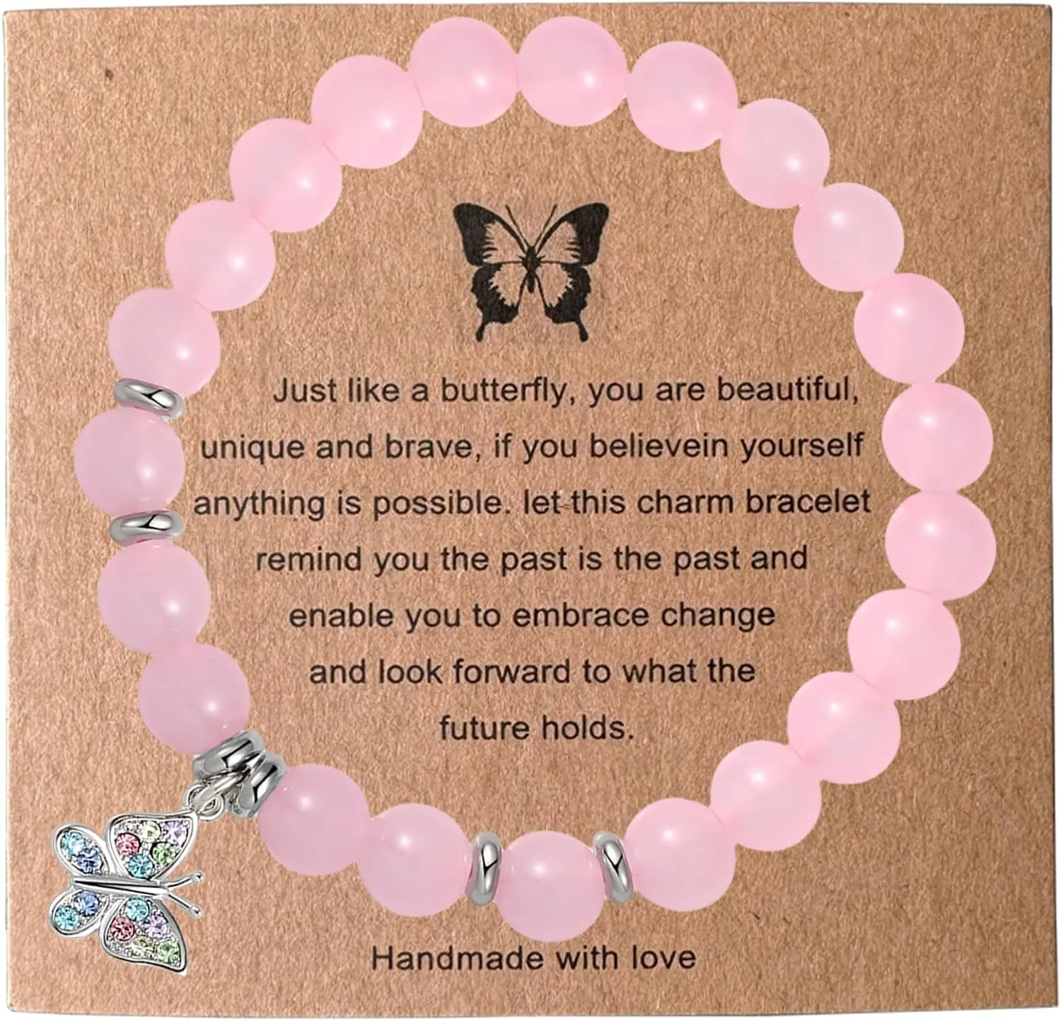 Gemstone Butterfly Handmade Bracelet, Teen Girl Gifts, Stuff for Teen Girls, Sweet 16 Gifts for Girls, Gift for Girl Women Family Friends Christmas