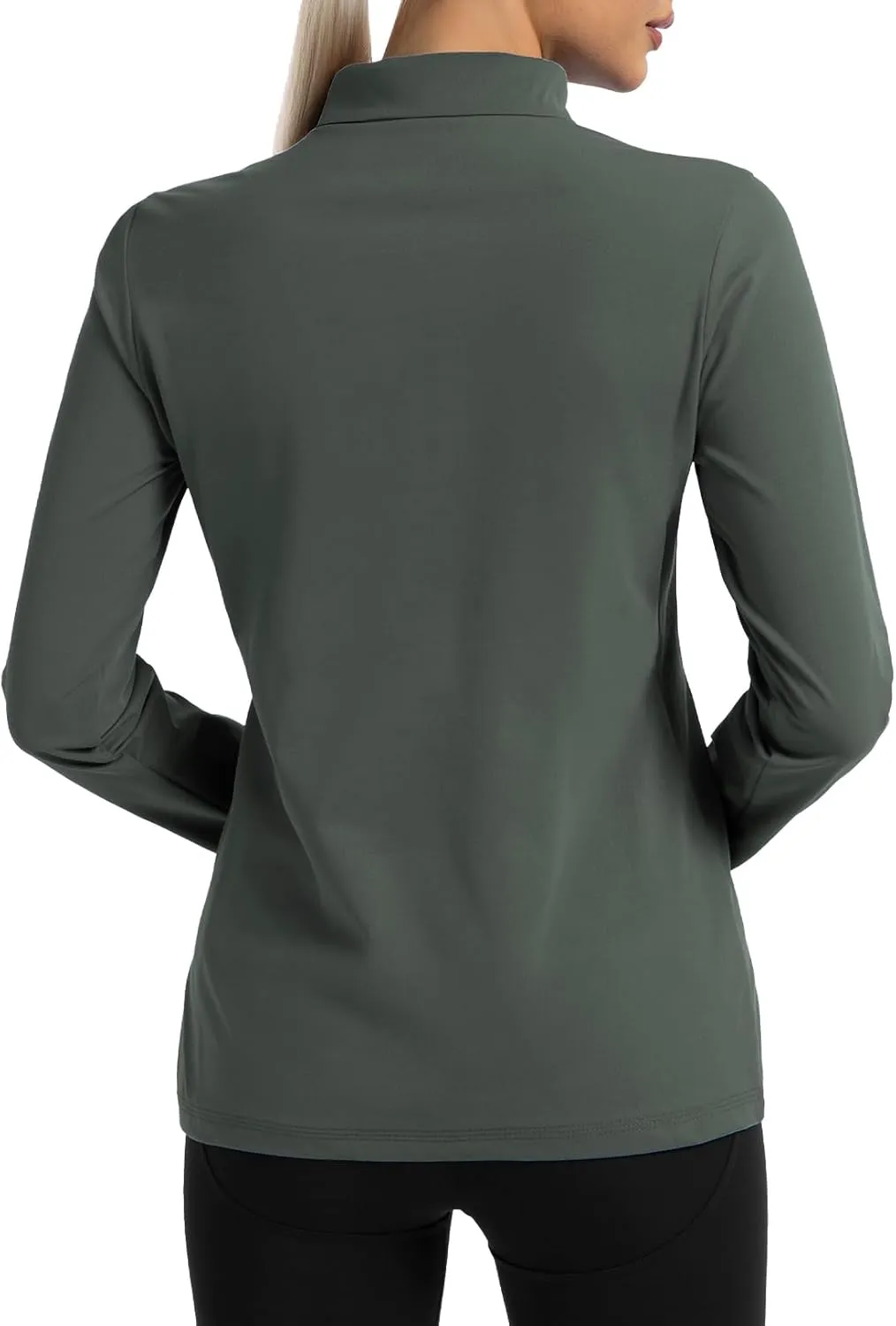 GEMYSE Women's 1/4 Zip Pullover Shirts Long Sleeve Workout Tops Quick Dry Casual Rash Guard Shirts