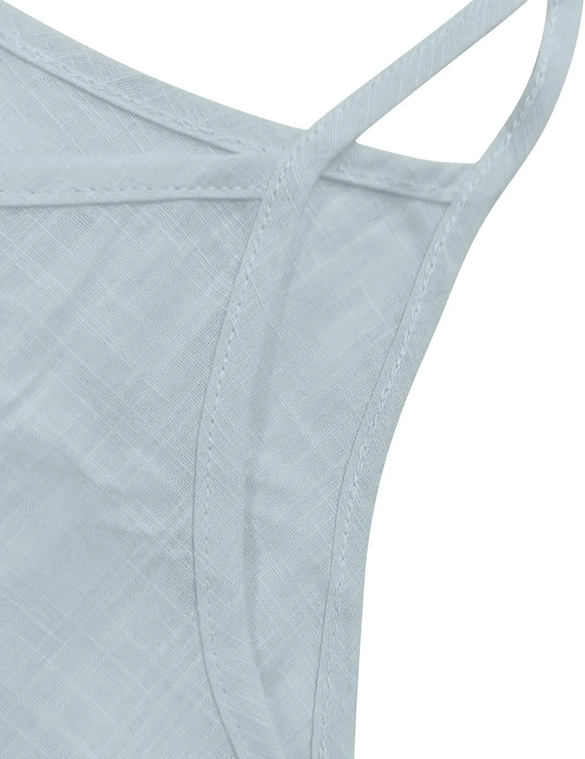 Generic Women Cotton Linen Camisole Spaghetti Strap Cami Top Sleeveless Scoop Neck Solid Color Plain Loose Basic Tank Shirt