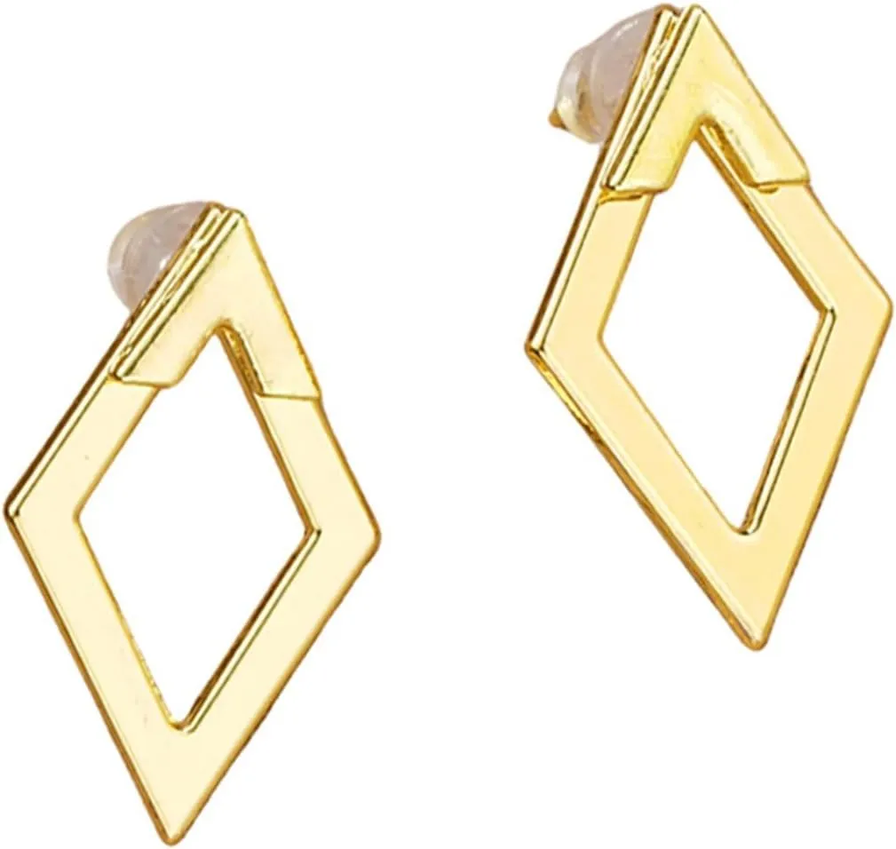 Geometric Earrings Metal Stud Earrings 1 Pair Women Geometric Rhombus Earrings Lightweight Metal Studs Hypoallergenic Minimalist Statement Jewelry Golden