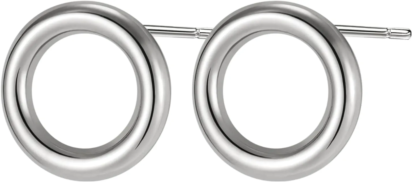 Geometric Elongated Oval Link Stud Earrings, Stainless Steel Minimalist Design