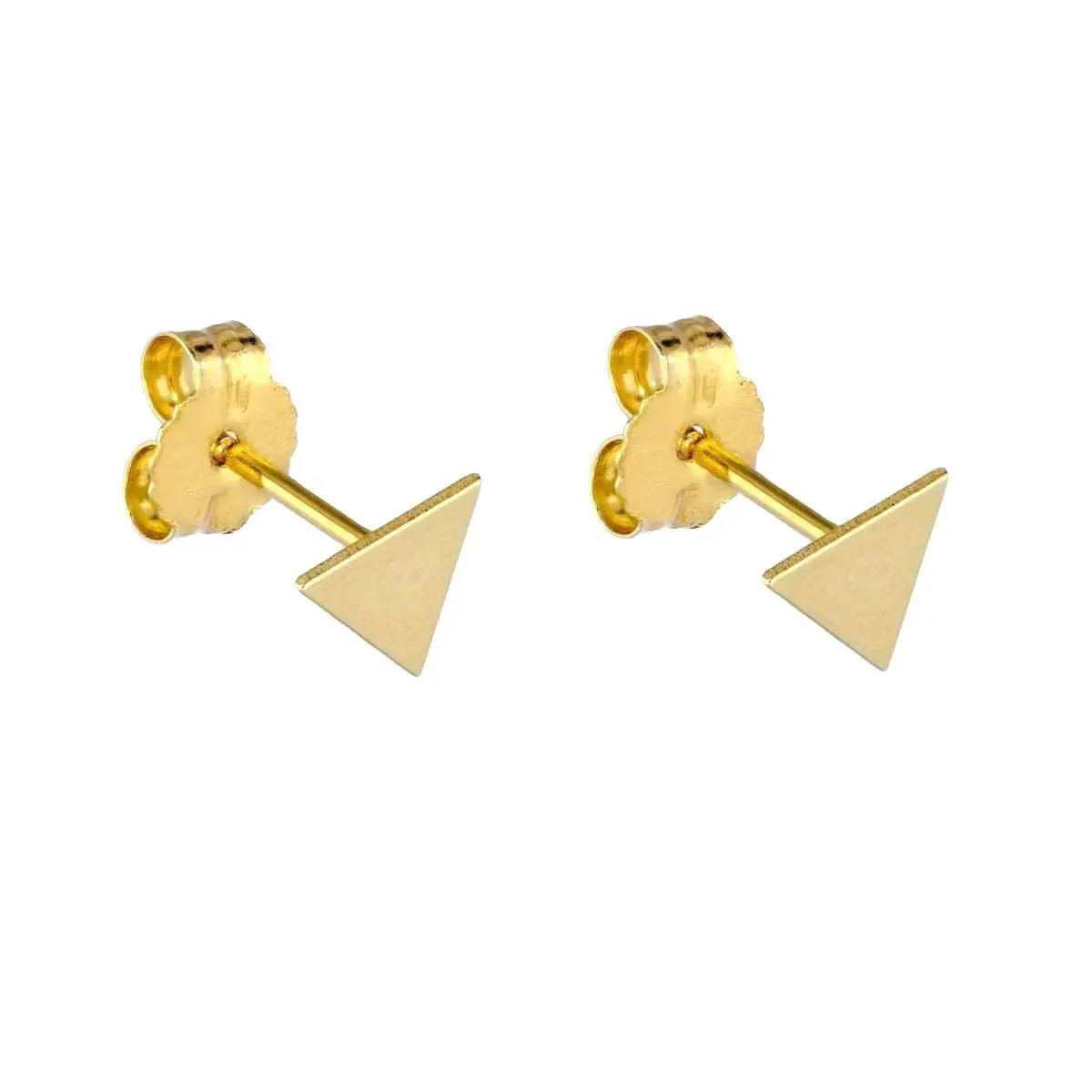 Geometric Triangle Stud Earrings - Minimalist 14k Gold or Silver Boho Earrings, Hypoallergenic Dainty Earrings for Women, 5mm
