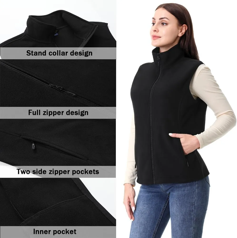 GIMECEN Womens Polar Soft Fleece Vest Classic Fit Sleeveless Jacket Cardigan Waistcoat With Zipper Pockets Full Zip Outerwear