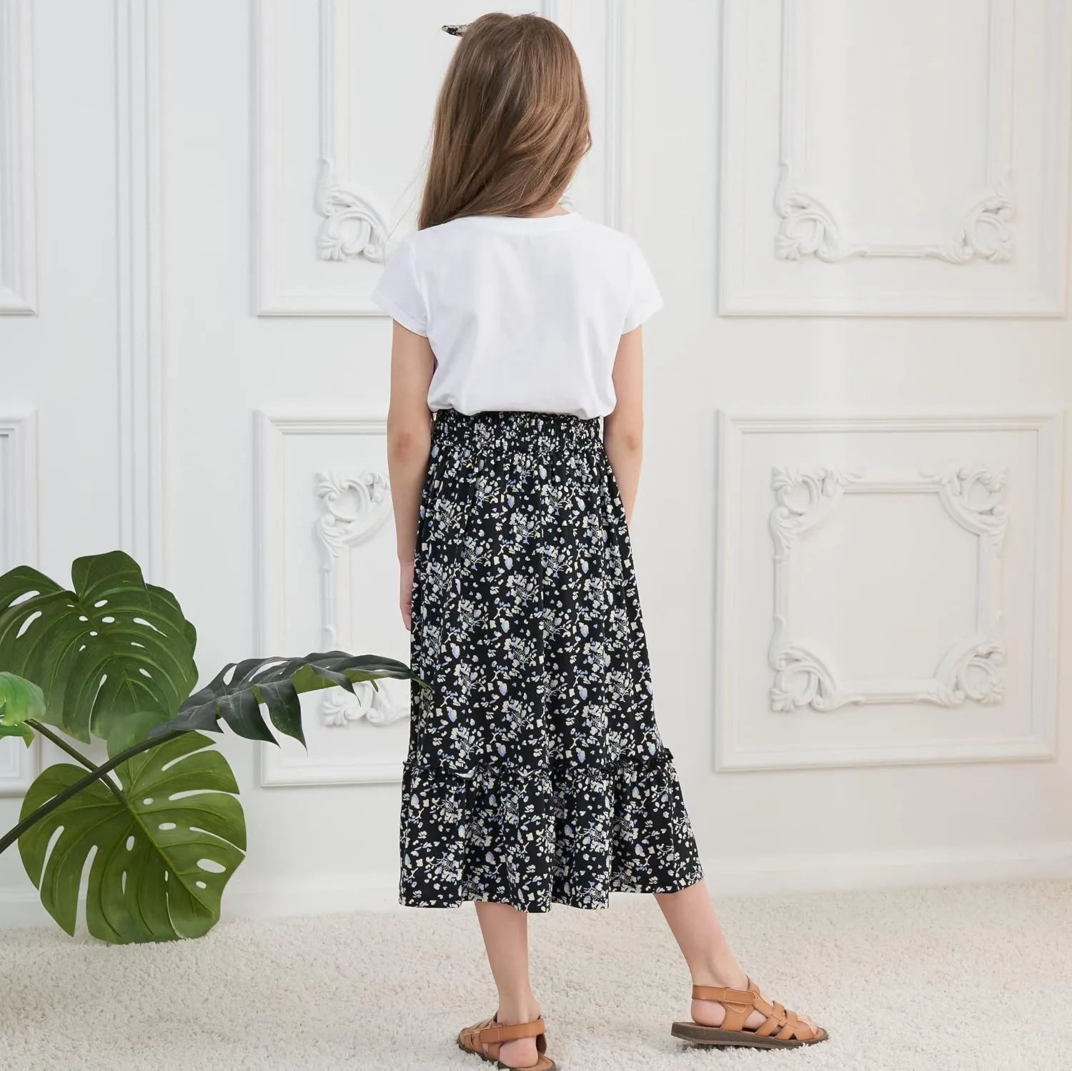 Girls Long Skirt Maxi for Girls Kids Ruffle High Waisted Skirts Summer Cute Boho Clothes