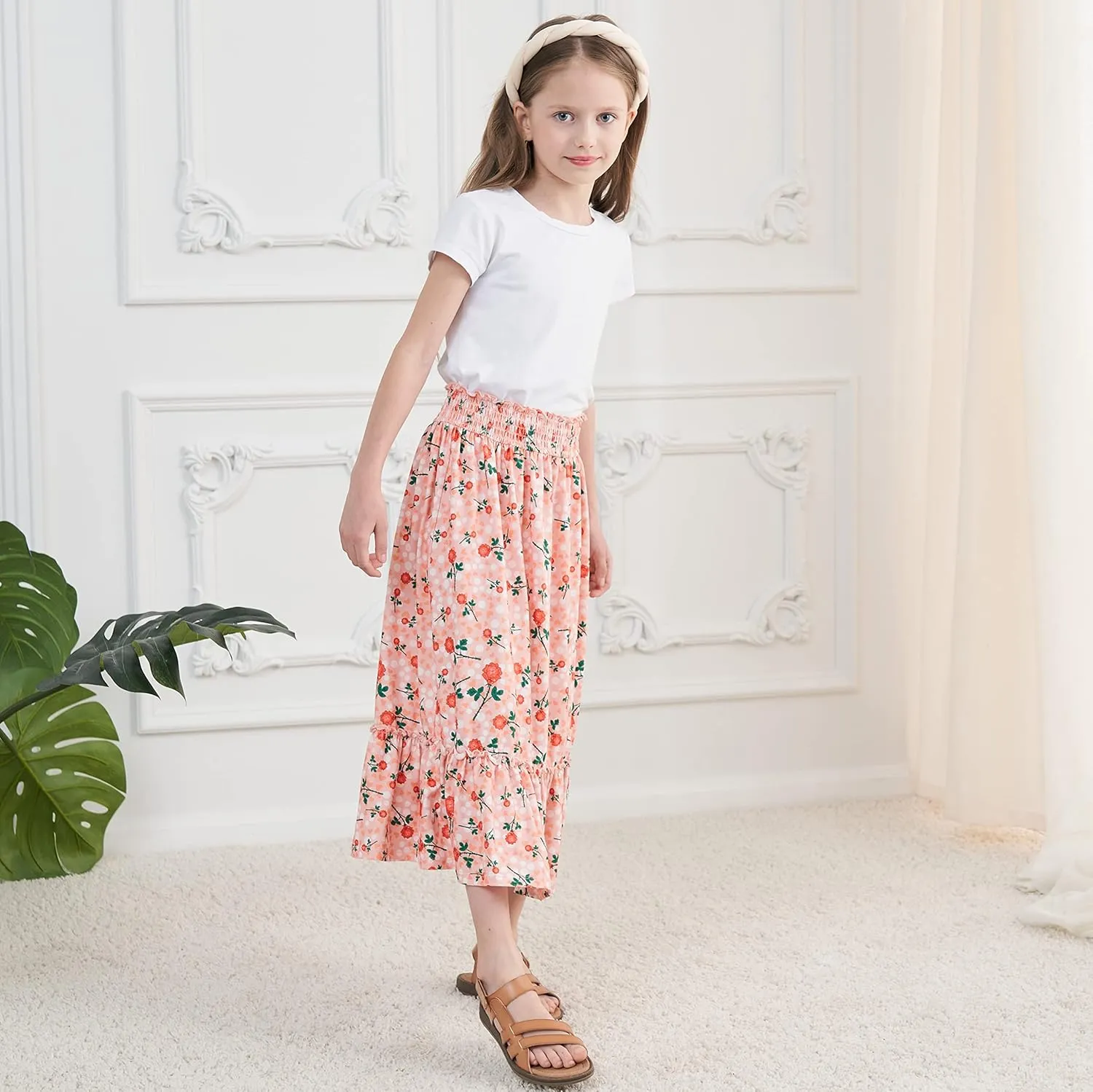 Girls Long Skirt Maxi for Girls Kids Ruffle High Waisted Skirts Summer Cute Boho Clothes