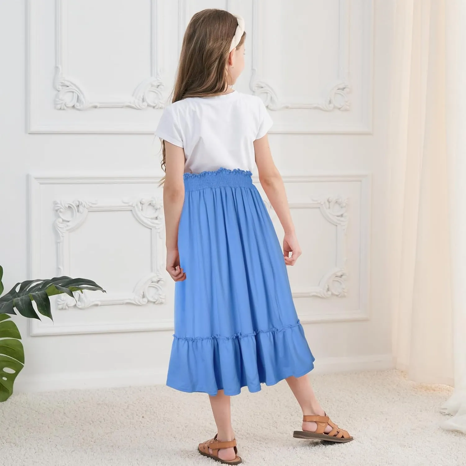 Girls Long Skirt Maxi for Girls Kids Ruffle High Waisted Skirts Summer Cute Boho Clothes