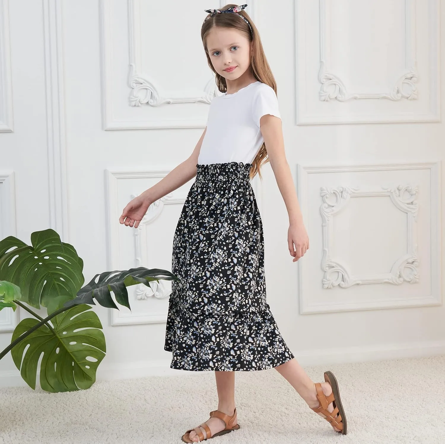 Girls Long Skirt Maxi for Girls Kids Ruffle High Waisted Skirts Summer Cute Boho Clothes