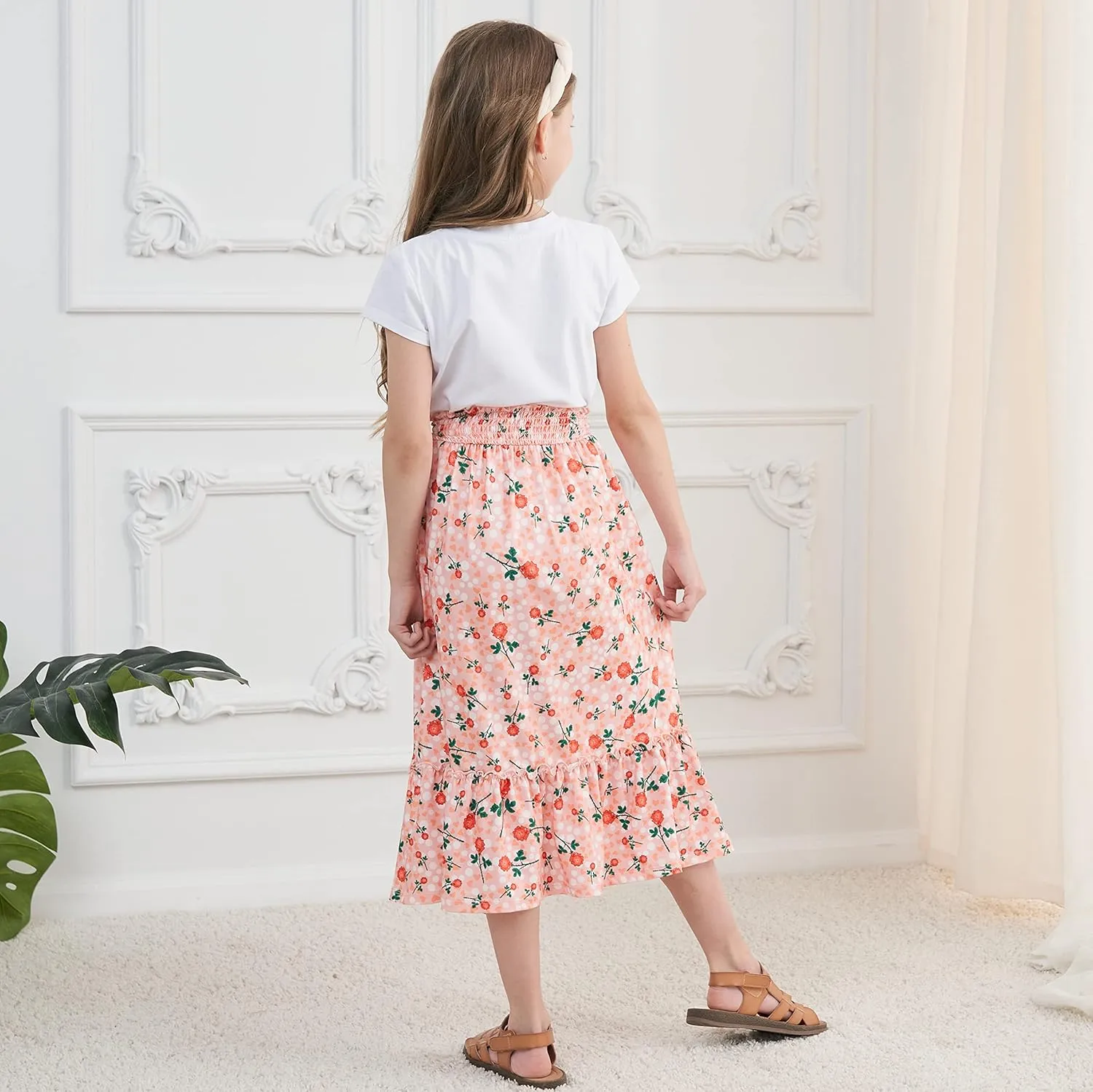 Girls Long Skirt Maxi for Girls Kids Ruffle High Waisted Skirts Summer Cute Boho Clothes
