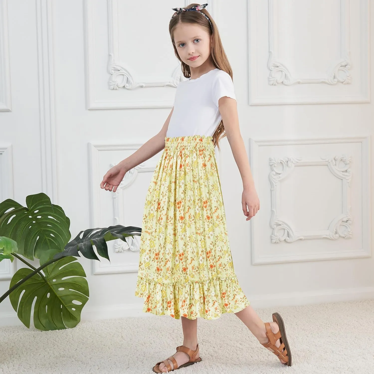 Girls Long Skirt Maxi for Girls Kids Ruffle High Waisted Skirts Summer Cute Boho Clothes