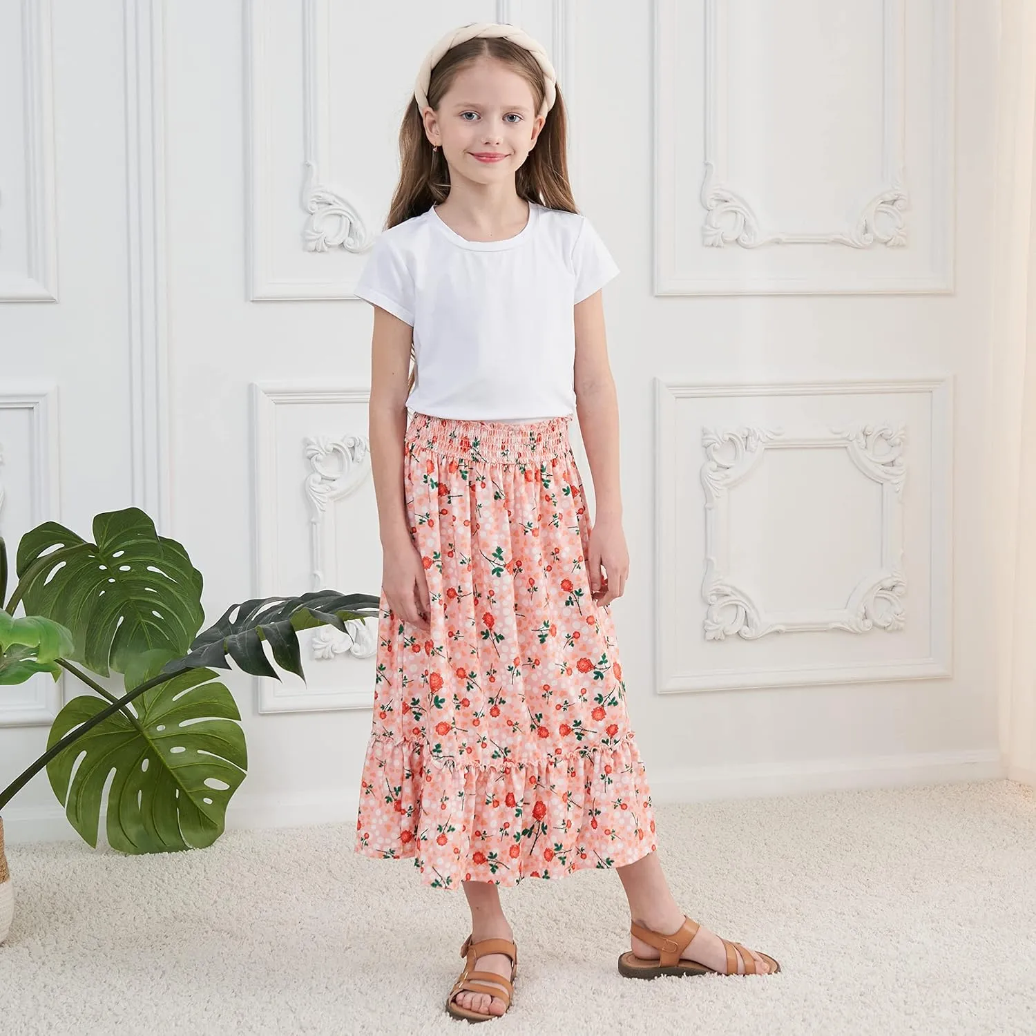 Girls Long Skirt Maxi for Girls Kids Ruffle High Waisted Skirts Summer Cute Boho Clothes