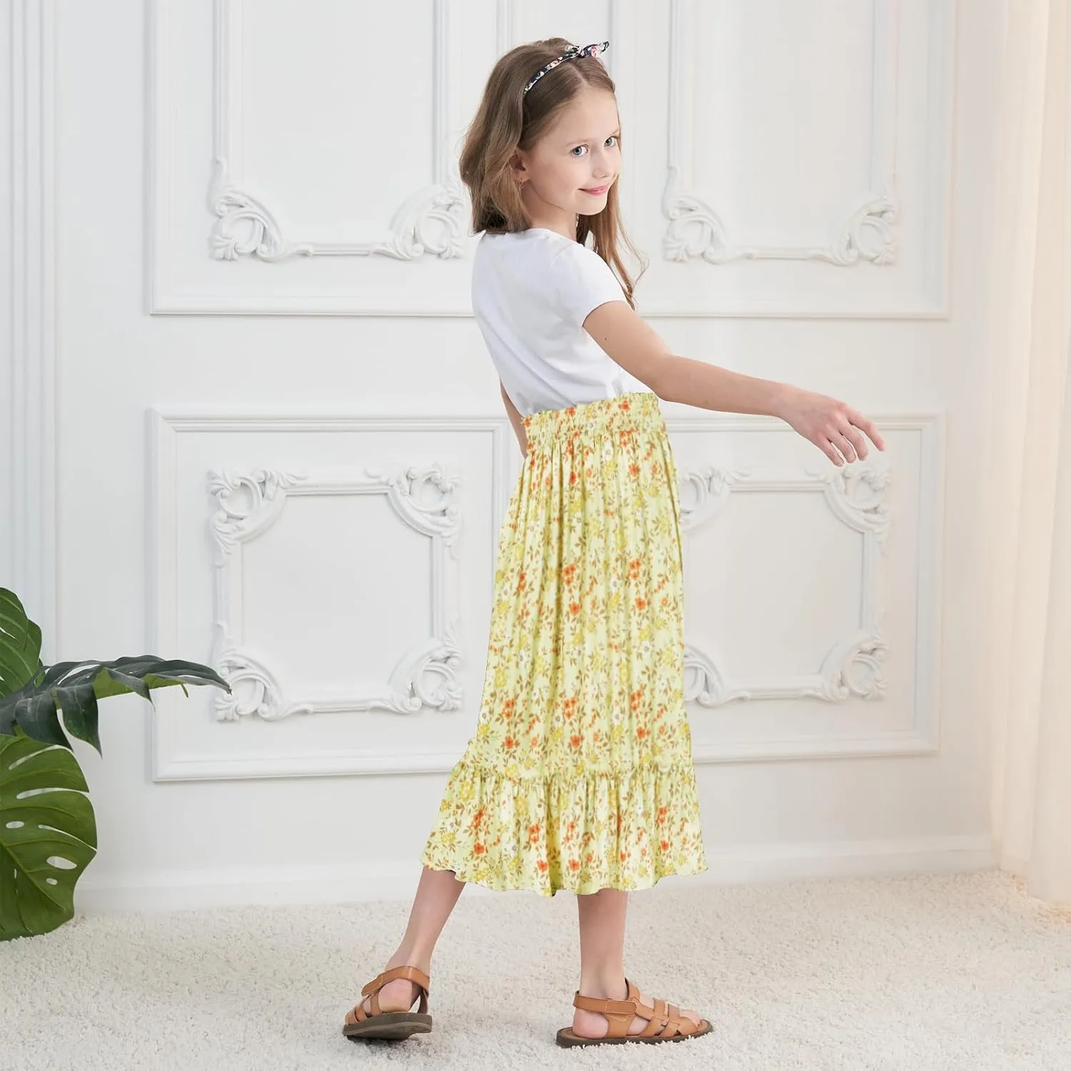 Girls Long Skirt Maxi for Girls Kids Ruffle High Waisted Skirts Summer Cute Boho Clothes