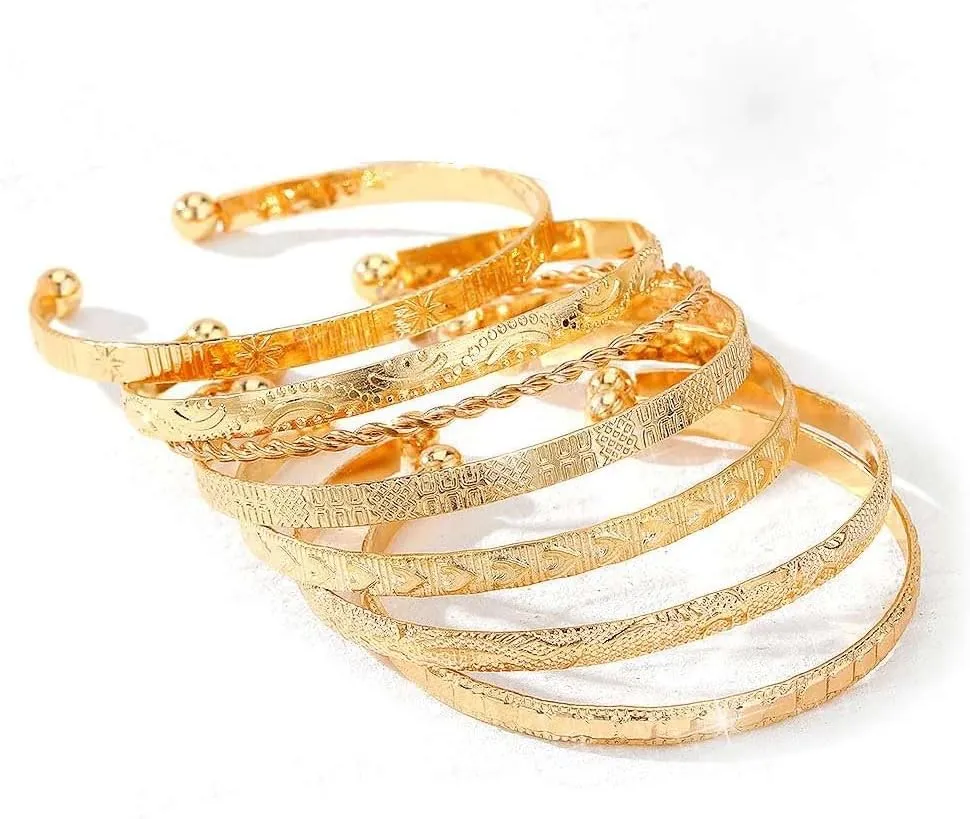 Gold Bangle Bracelets For Women, Multi Layer Stackable Textured Bracelets Set,Minimalist Textured Boho Jewelry Gift for Women