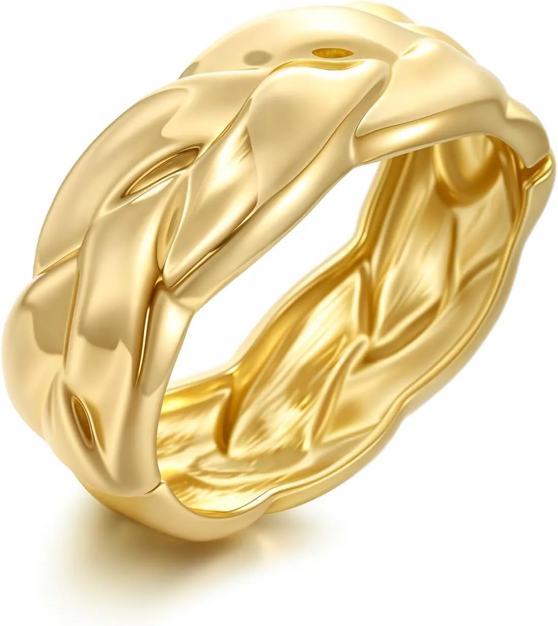 Gold Chunky Bangle Bracelets for Women Simple Twisted Textured Cuff Bangle Wide Square Bangle Bracelet Minimalist Bracelet