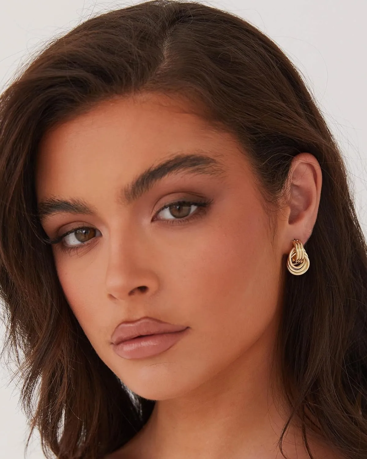 Gold Earrings for Women Trendy 14K Gold Plated Knot Earring Geometric Statement Drop Dangle Earrings Chunky Light Weight Hypoallergenic Fashion Jewelry Gifts
