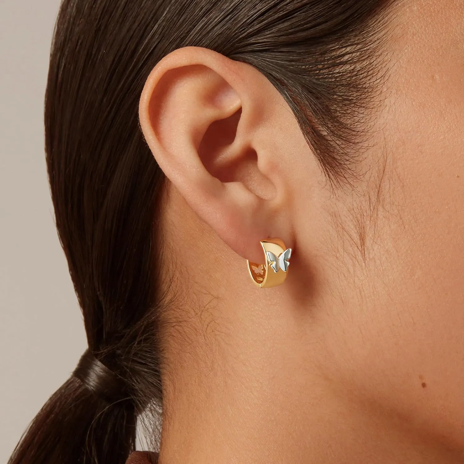 Gold Hoop Earrings for Women Trendy 14K Gold Plated Cubic Zirconia Sterling Silver Post Huggie Earrings Hypoallergenic Simple Gold Jewelry