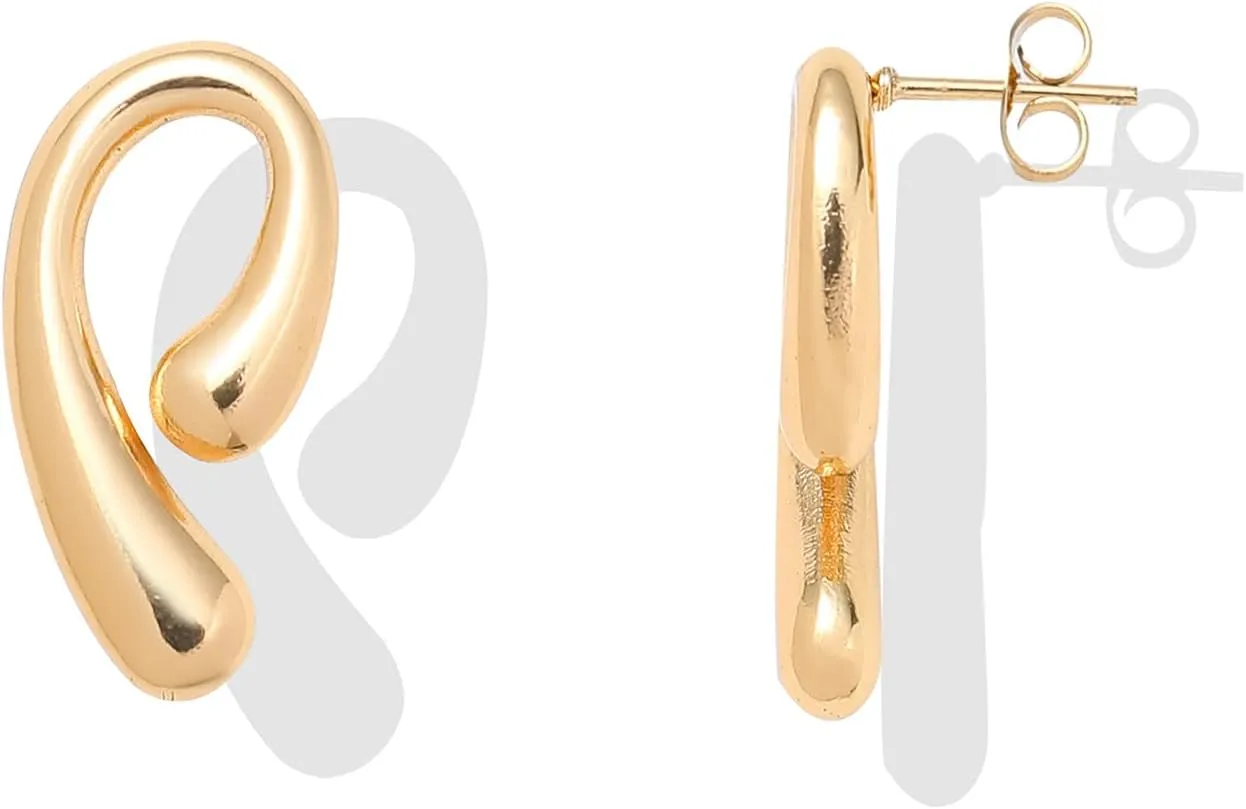Gold Statement Earrings for Women Geometric Rectangle Chunky Gold Earrings Irregular Hammered Trendy Stud Earrings