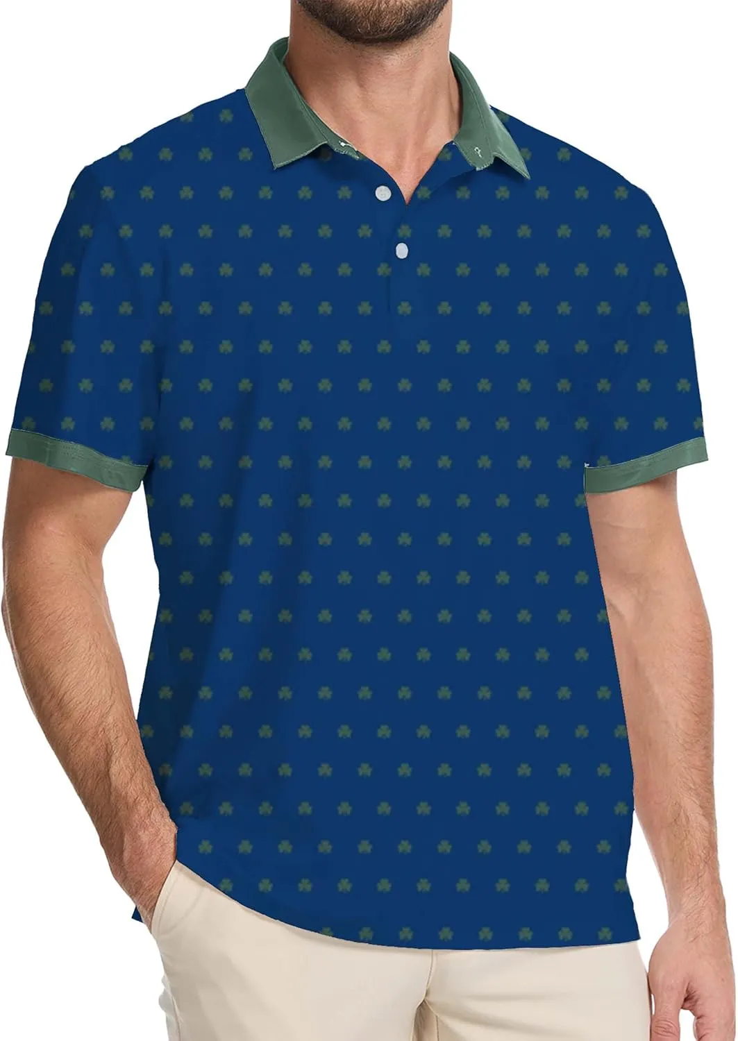 Golf Shirts for Men Dry Fit Moisture Wicking Short Sleeve Performance Print Polo Shirts
