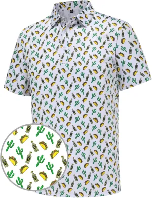 Golf Shirts for Men Short Sleeve Performance Moisture Wicking Dry Fit Funny Golf Polo Shirts for Men