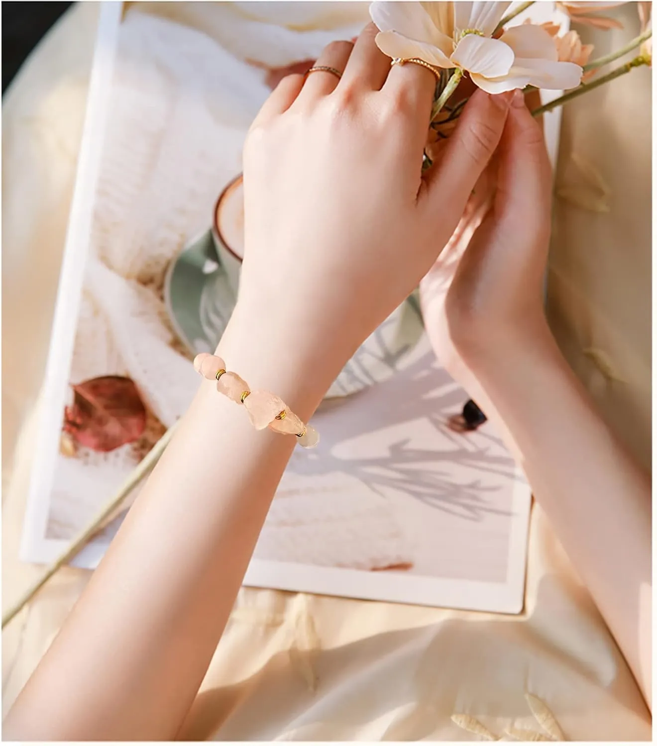 GOOJIDS Natural Real stone Bracelet Gift For Women Gemstone Beads Handmade Bracelet Birthday Gifts for Women, Natural Stone Bracelet Birthday Gifts for Women Mom Daughter Grandma Sister Friends