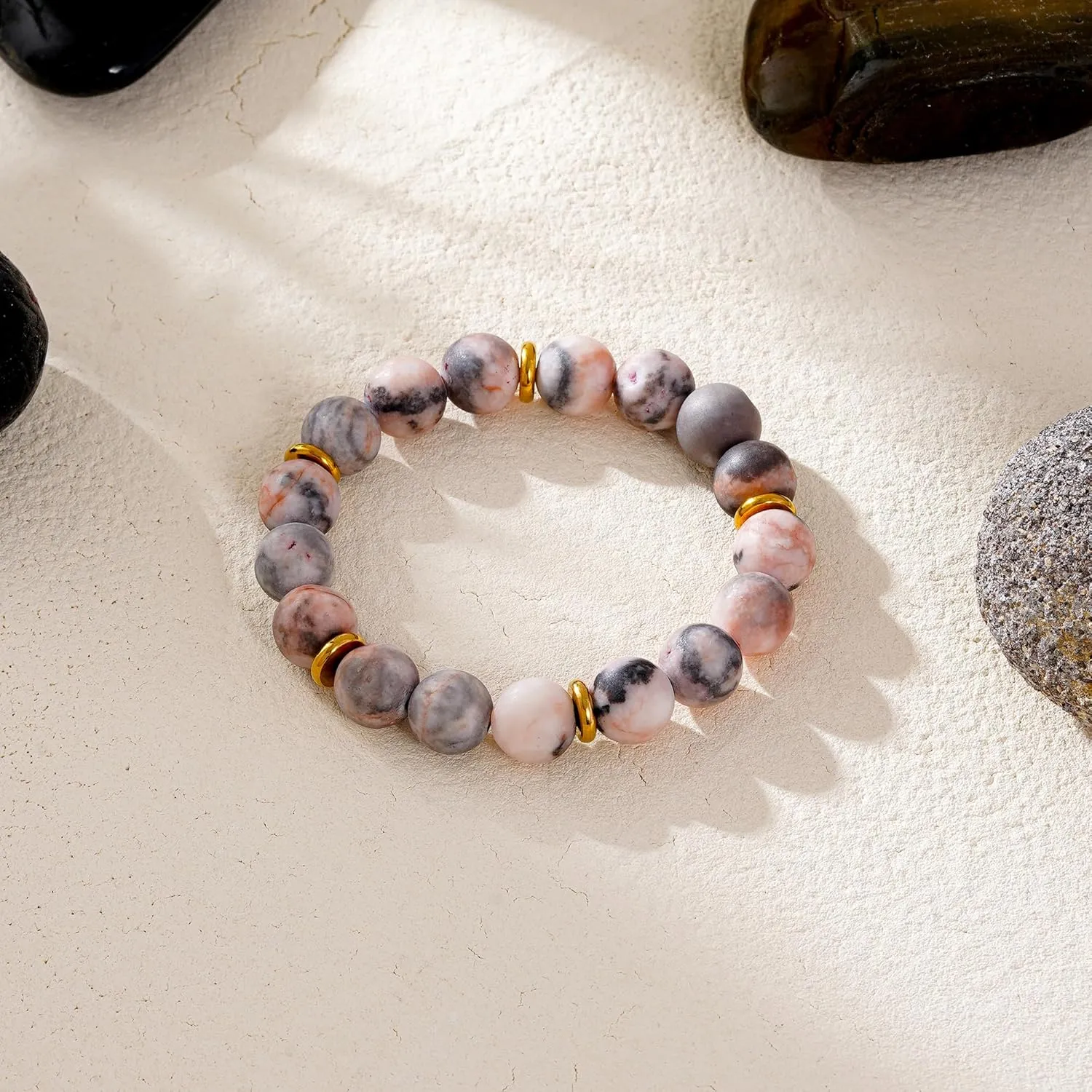 GOOJIDS Natural Real stone Bracelet Gift For Women Gemstone Beads Handmade Bracelet Birthday Gifts for Women, Natural Stone Bracelet Birthday Gifts for Women Mom Daughter Grandma Sister Friends