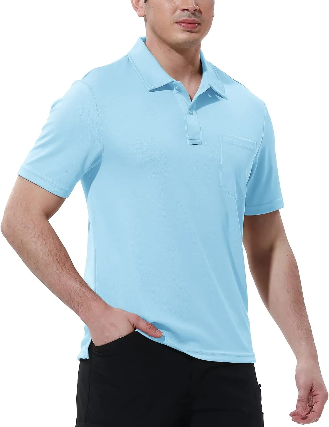 Gopune Men's Polo Shirts Short Sleeve Dry Fit Sports Outdoor Golf Shirts with Pocket
