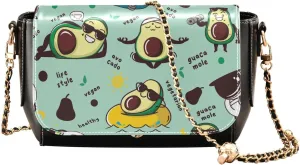 Green Cute Avocado Crossbody Bags for Women, Trendy Small Shoulder Bag, PU Leather Clutch Purse Underarm Handbag Satchel HandBag with Adjustable Metal Chain
