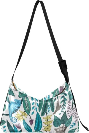 Green Leaf Lizard Hobo Ladies Handbags Leather Cross Body Men Bag Design Animal Print Womens Everyday Purse