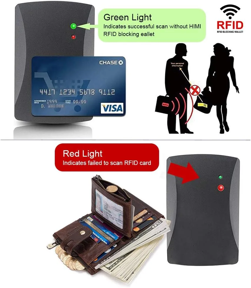 gzcz Mens Wallet with Chain RFID Blocking Genuine Leather Bifold Purse for Men with ID Window and Zip Coin Pocket
