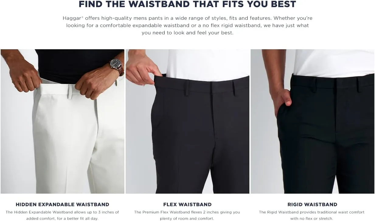 Haggar Men's Cool 18 Classic Fit Expandable Waist Short Regular and Big & Tall Sizes