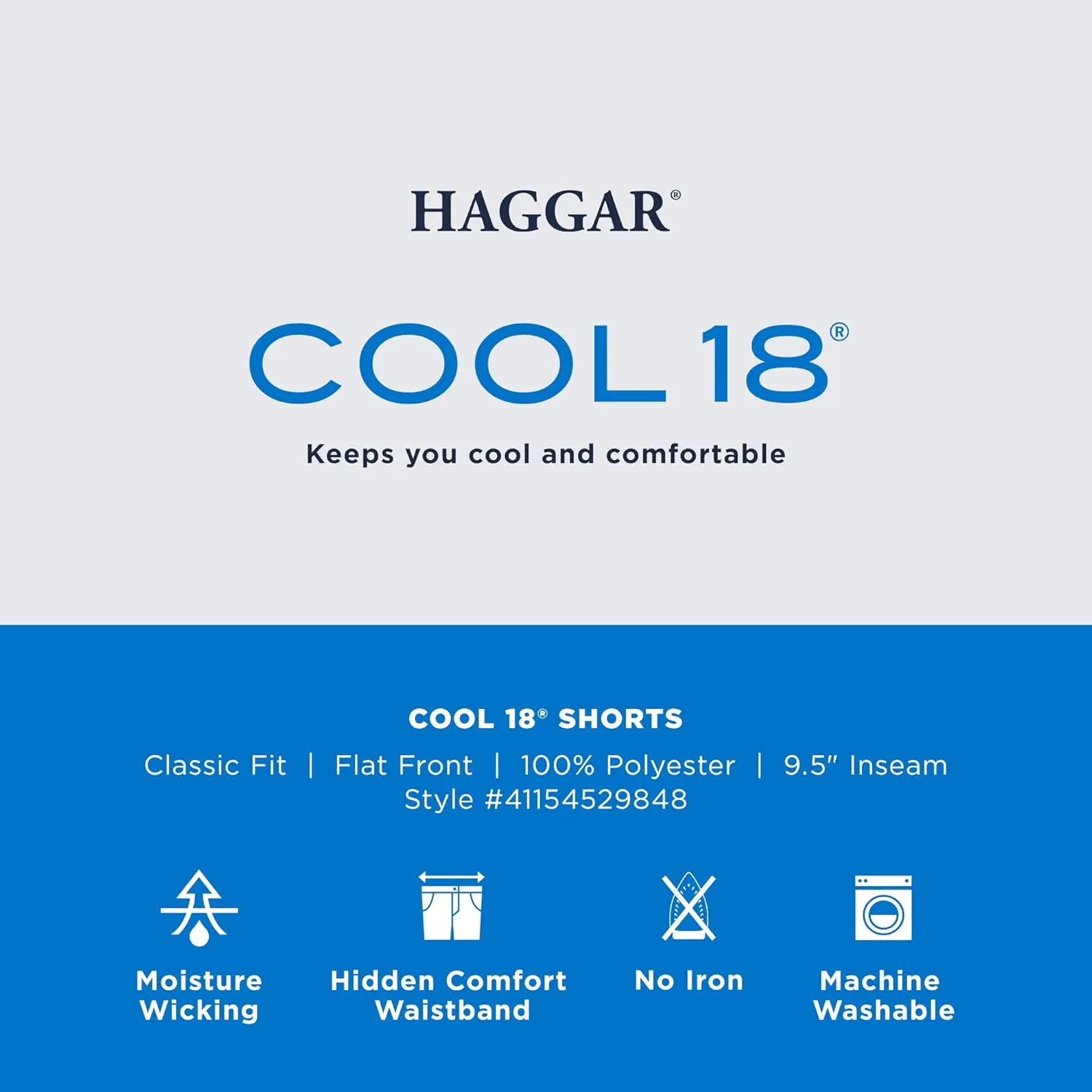 Haggar Men's Cool 18 Classic Fit Expandable Waist Short Regular and Big & Tall Sizes