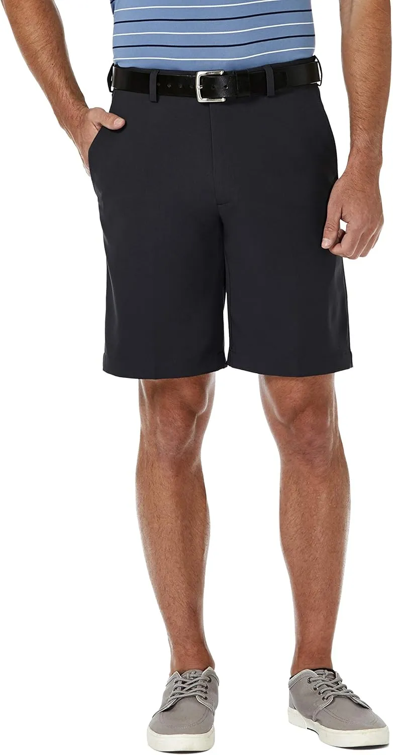 Haggar Men's Cool 18 Pro Straight Fit Flat Front 4-Way Stretch Expandable Waist Short