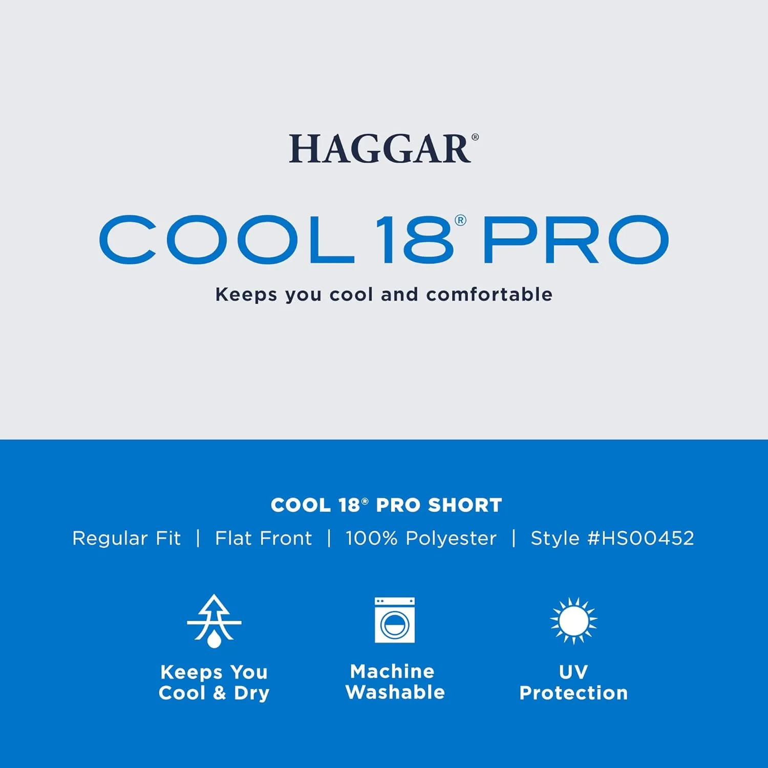 Haggar Men's Cool 18 Pro Straight Fit Flat Front 4-Way Stretch Expandable Waist Short