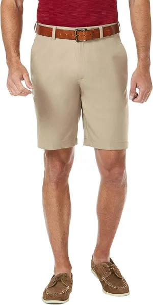 Haggar Men's Cool 18 Pro Straight Fit Flat Front 4-Way Stretch Expandable Waist Short