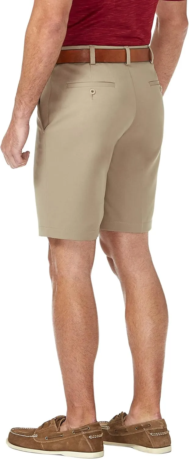 Haggar Men's Cool 18 Pro Straight Fit Flat Front 4-Way Stretch Expandable Waist Short
