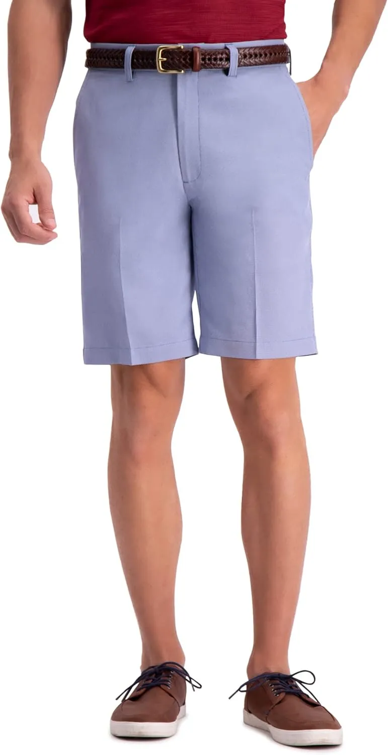 Haggar Men's Cool 18 Pro Straight Fit Flat Front 4-Way Stretch Expandable Waist Short