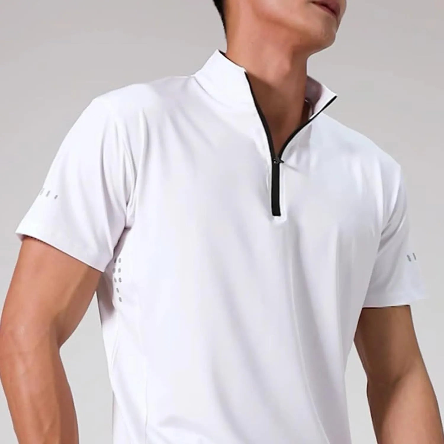 Half Zip Shirts Men Quick Dry Workout T Shirts Short Sleeve Golf Tee Shirts Plus Size Running Tee Tops Casual Shirt