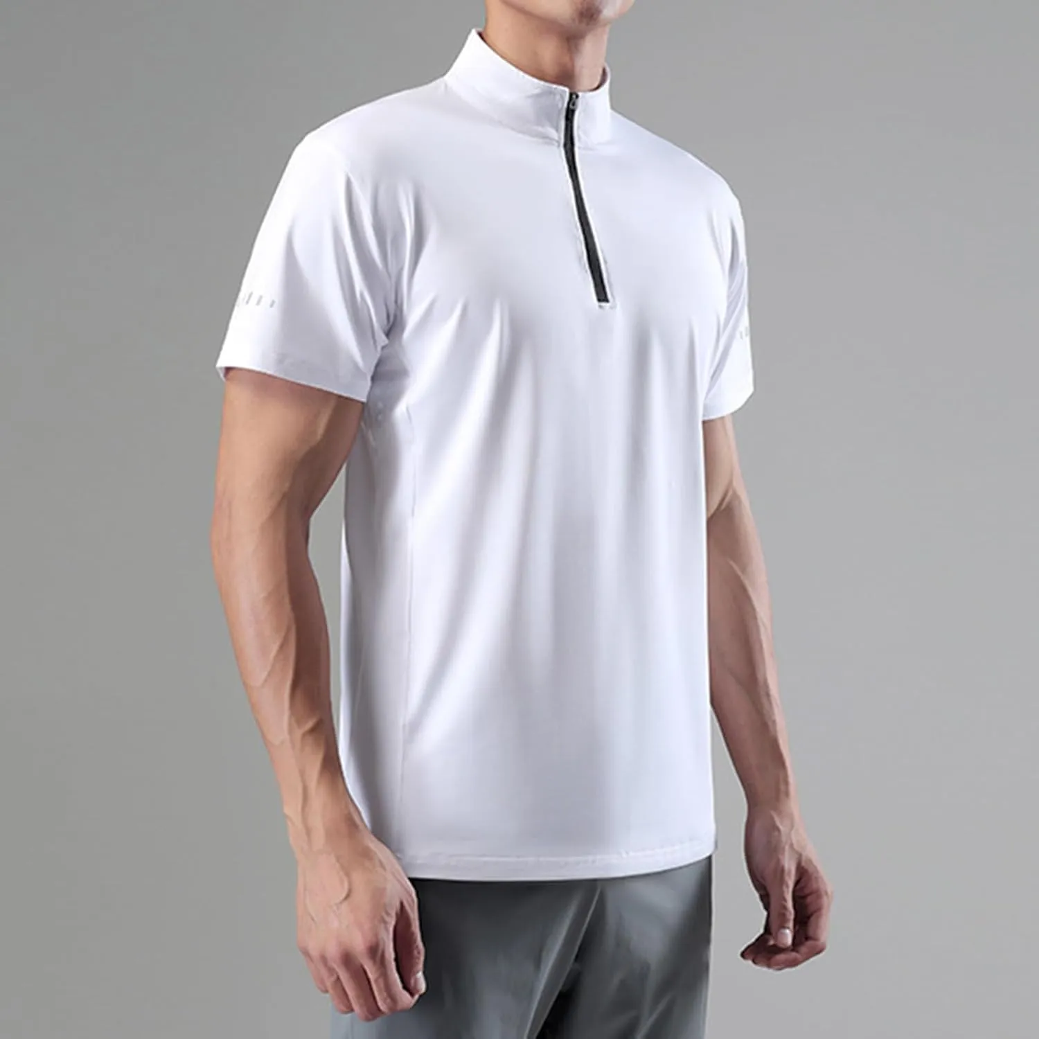 Half Zip Shirts Men Quick Dry Workout T Shirts Short Sleeve Golf Tee Shirts Plus Size Running Tee Tops Casual Shirt