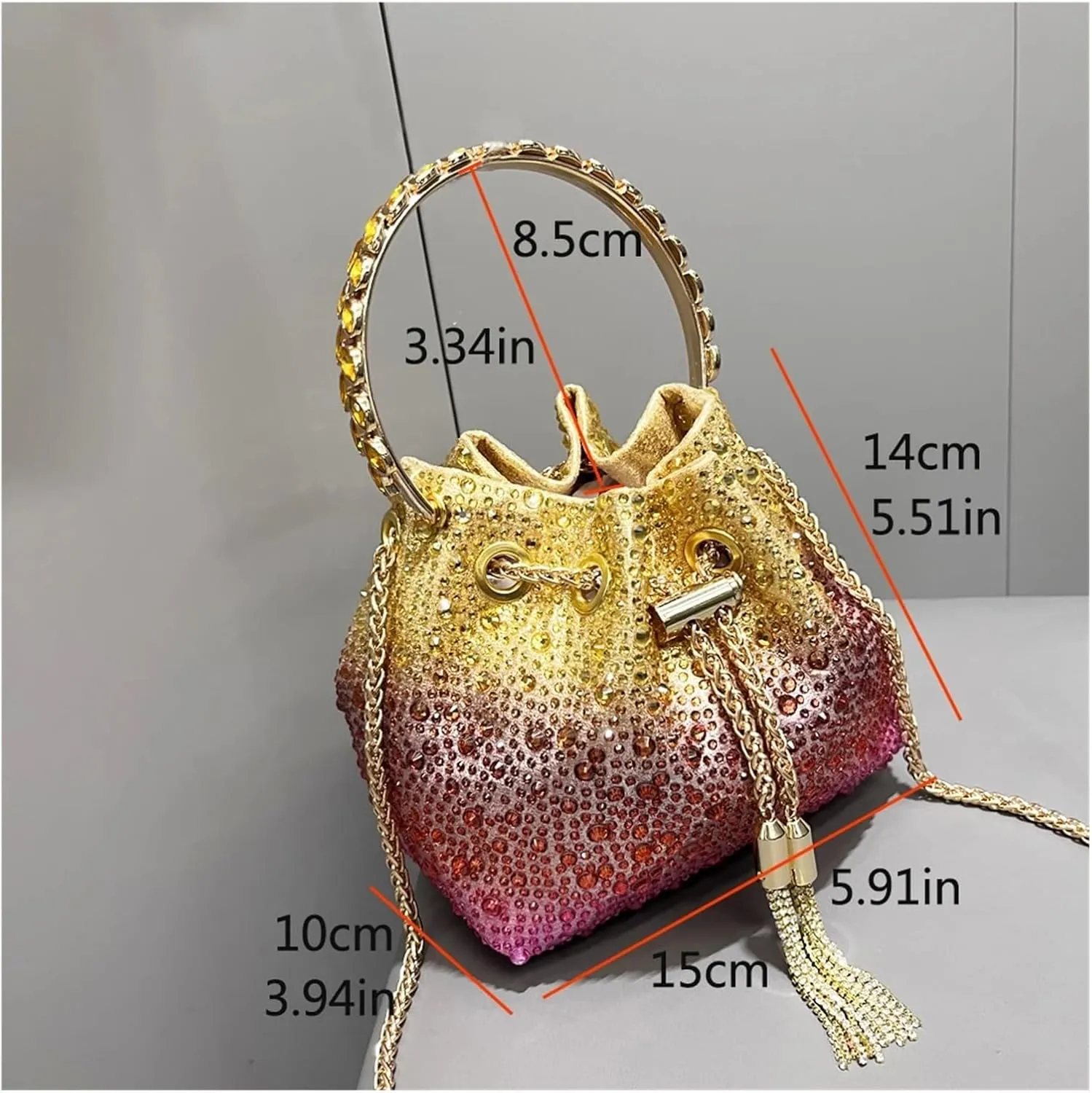 Handle Rhinestones Evening Clutch Bag Purses and Handbag Designer Shoulder Bag Shiny Crystal Clutch Purse Bucket Bag(Pink Purple Blue)