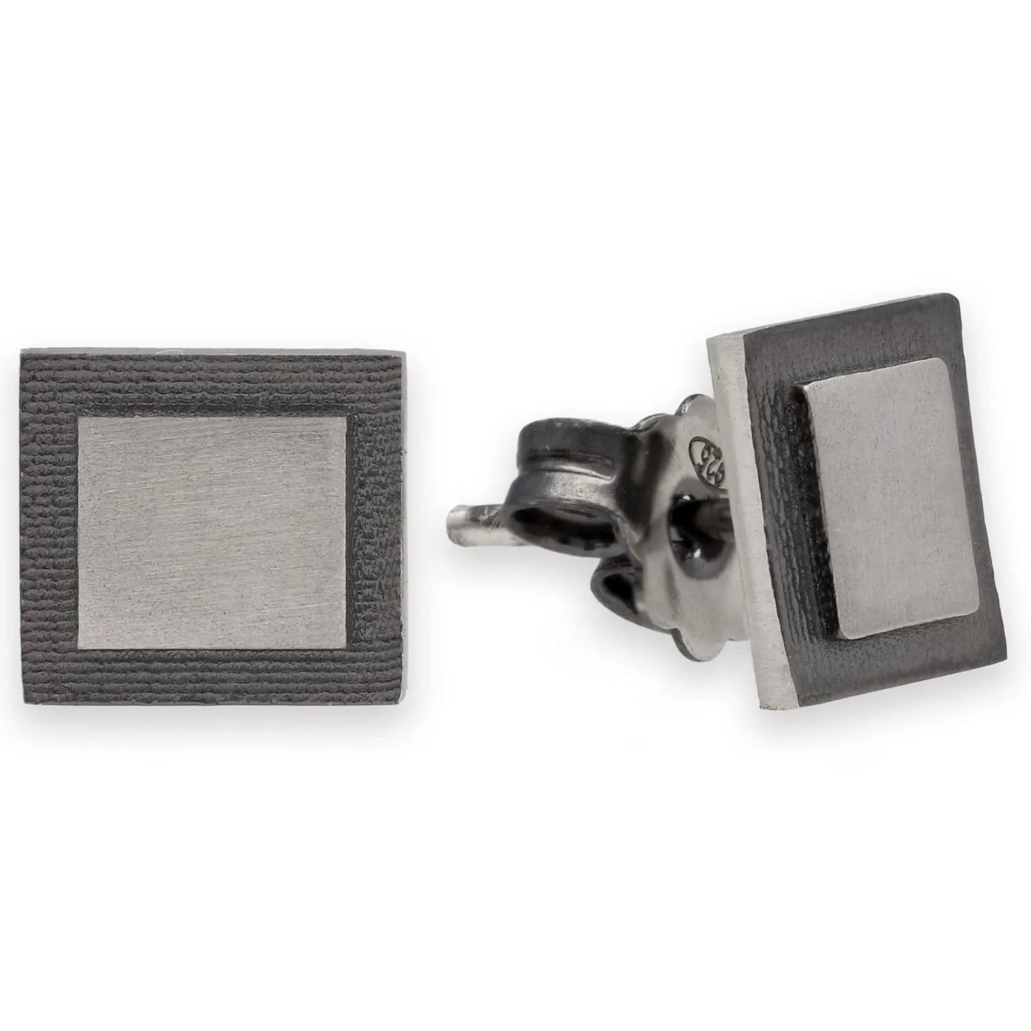 Handmade stud earrings Dainty studs Minimalist studs sterling silver stud earrings black earrings geometric hypoallergenic square earring small dainty