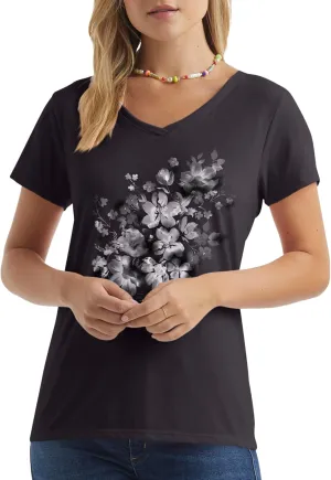 Hanes Women's Short Sleeve V-Neck Graphic T-Shirt