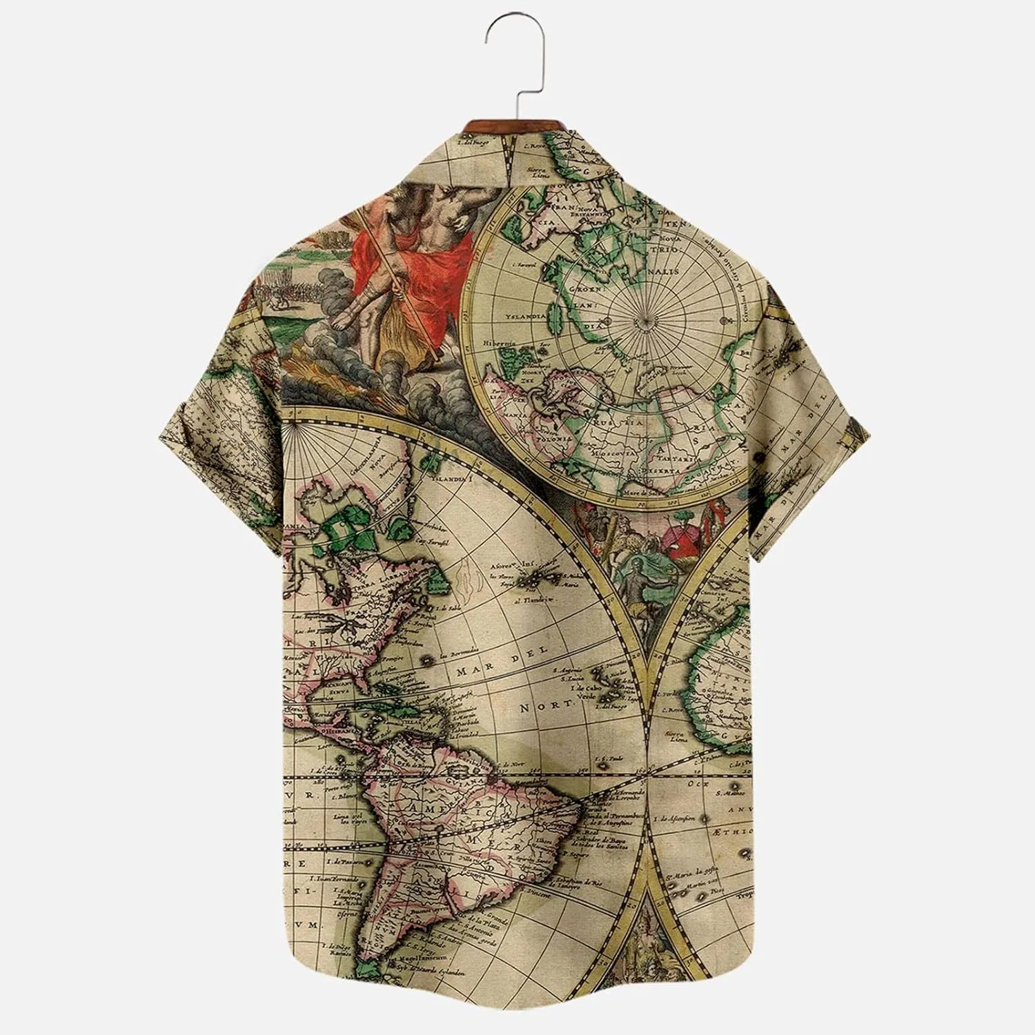 Hawaiian Shirt for Men Funky Casual Button Down Short Sleeve Beach Shirts Fashion World Map Print Summer Tops