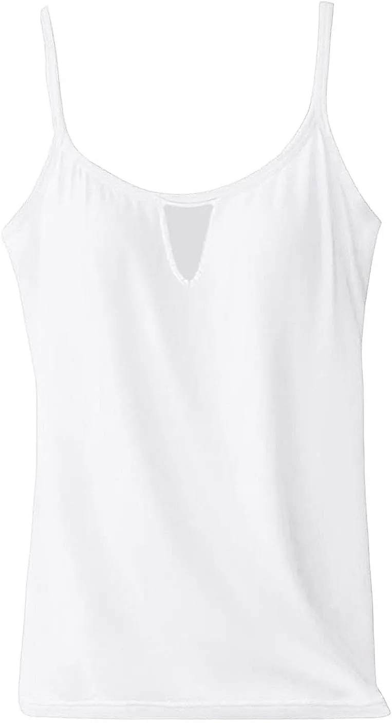 Heevina Tank Tops with Built in Bras Hollow Out Camisole for Women Cami Solid Color Vest Casual Summer