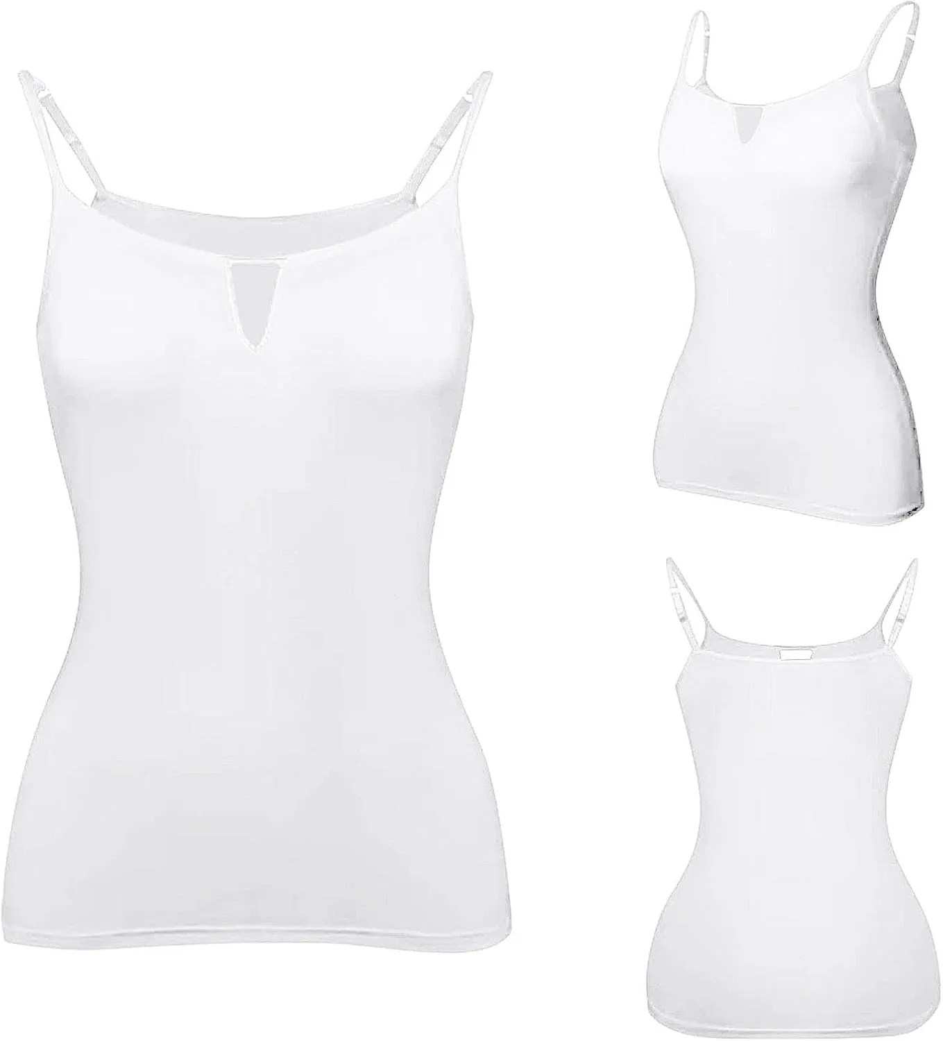 Heevina Tank Tops with Built in Bras Hollow Out Camisole for Women Cami Solid Color Vest Casual Summer