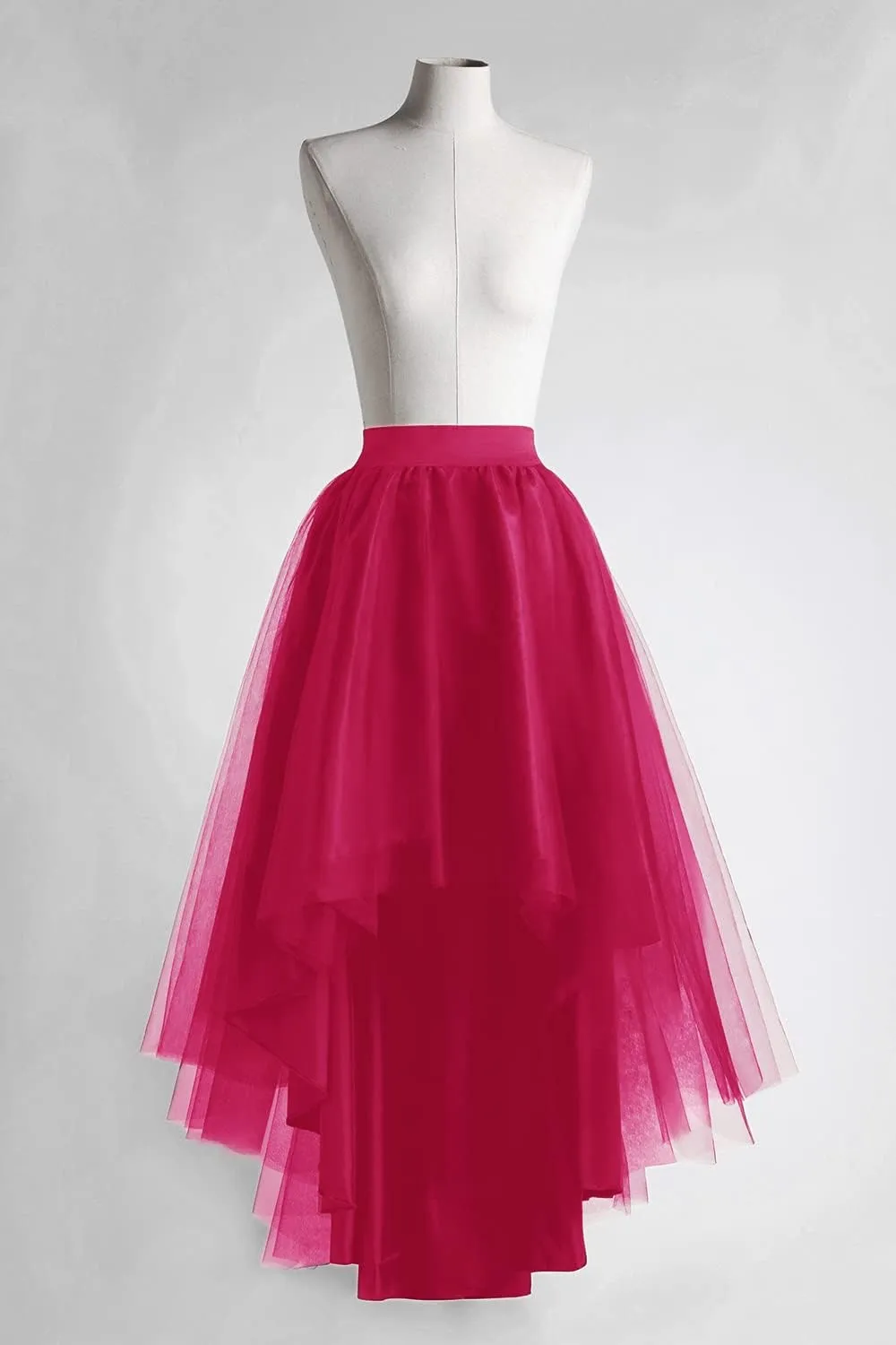 High Low Tulle Skirt for Women Lace up Wedding Party Prom Cocktail Mesh Long Tulle Skirt