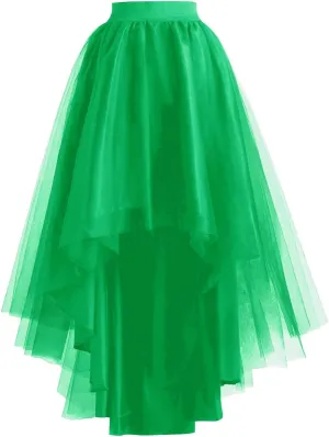 High Low Tulle Skirt for Women Lace up Wedding Party Prom Cocktail Mesh Long Tulle Skirt