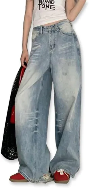 High Waist Wide Leg Jeans for Women Baggy Classic Loose Trendy Denim Pants Straight Comfort Fashion Trouser