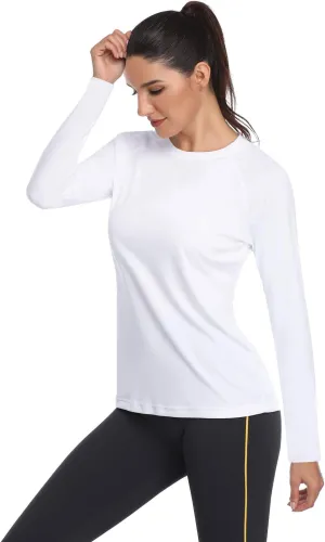 HISKYWIN Women's UPF 50  Sun Protection Long Sleeve Shirts Outdoor Hiking Fishing Tops