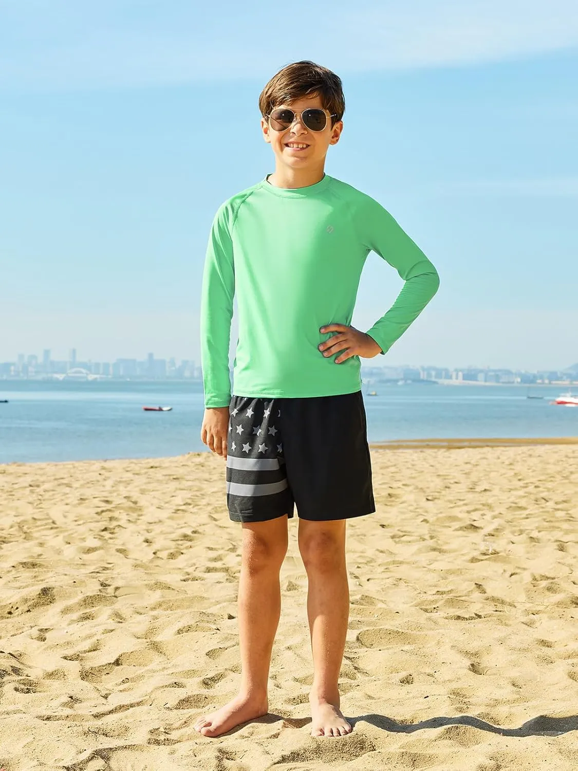 HODOSPORTS Boys UPF 50  Rash Guard Swim Shirts Long Sleeve Quick Dry UV Protection Sun T-Shirts