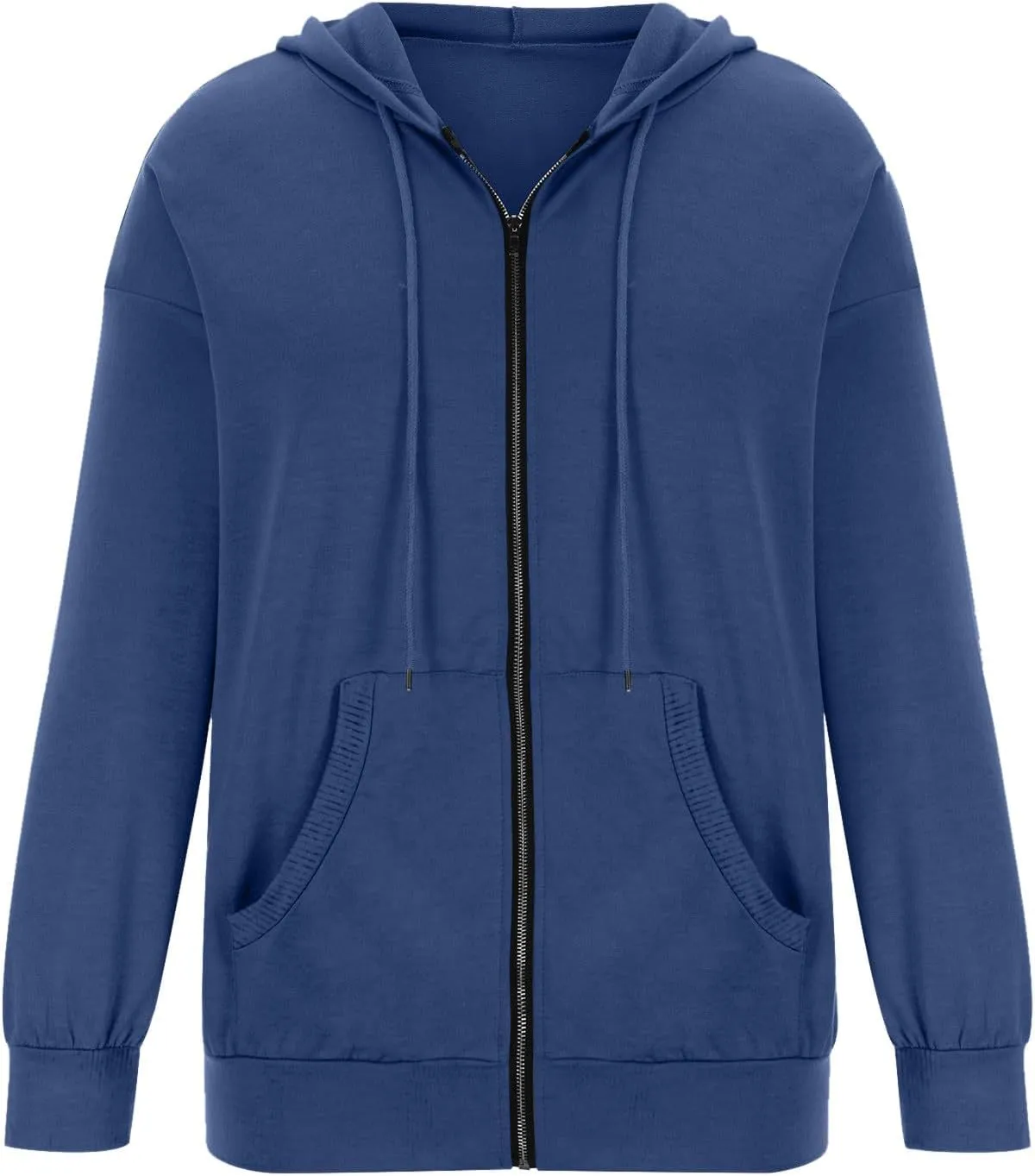 Hoodie Oversized Coat for Women Solid Color Pockets Cardigan Sweatshirts Long Sleeves Zipper Jackets Cardigan Winter